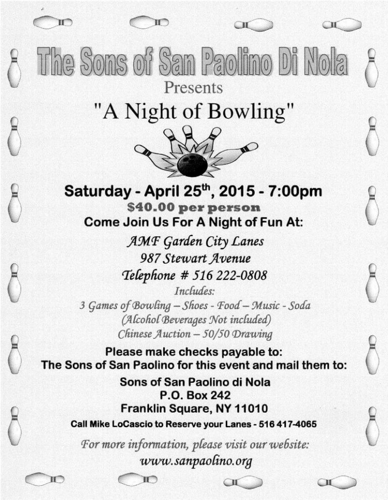 San Paolino Bowling Night April 25th