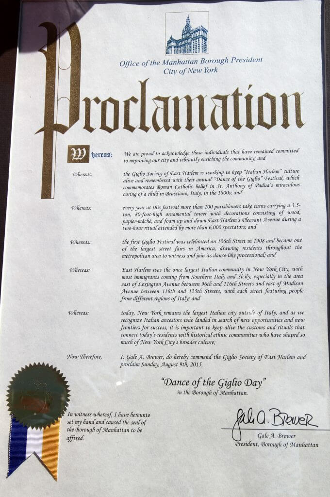 Giglio Day Proclamation