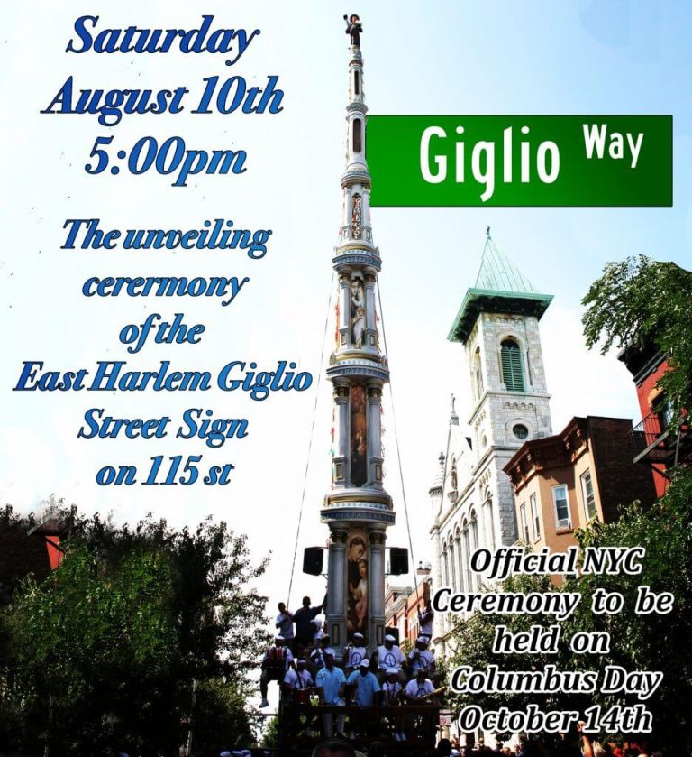 Unveiling of the Street Sign in Honor of the East Harlem Giglio Society