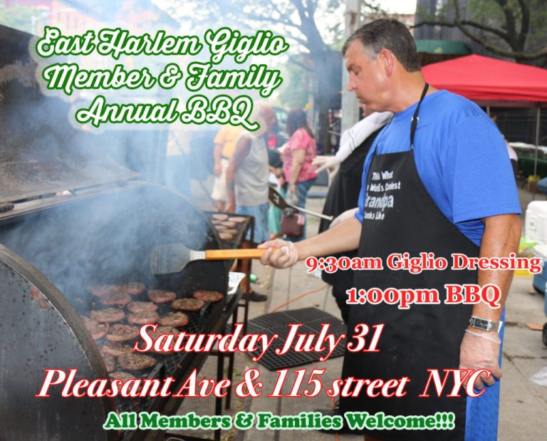 Saturday July 31 Giglio Member & Family BBQ