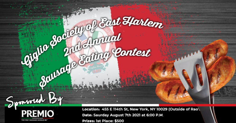 Saturday August 7th – Premio Sausage & Peppers Eating Contest